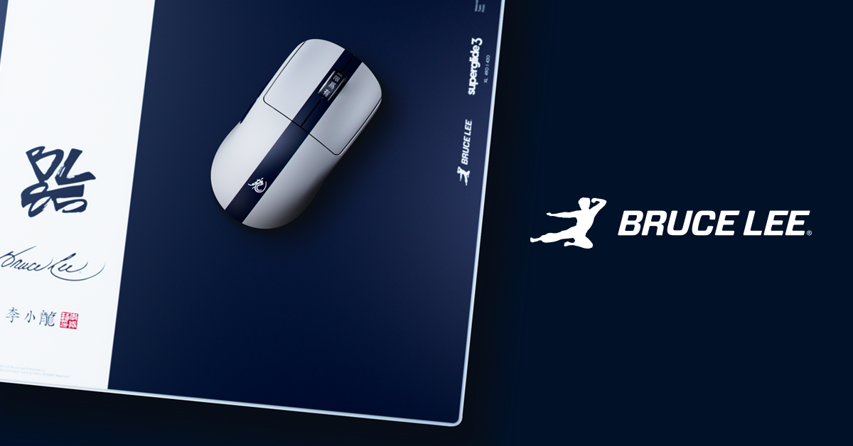 Bruce Lee 85th Edition] Superglide3 Glass Mousepad XL - NAVY